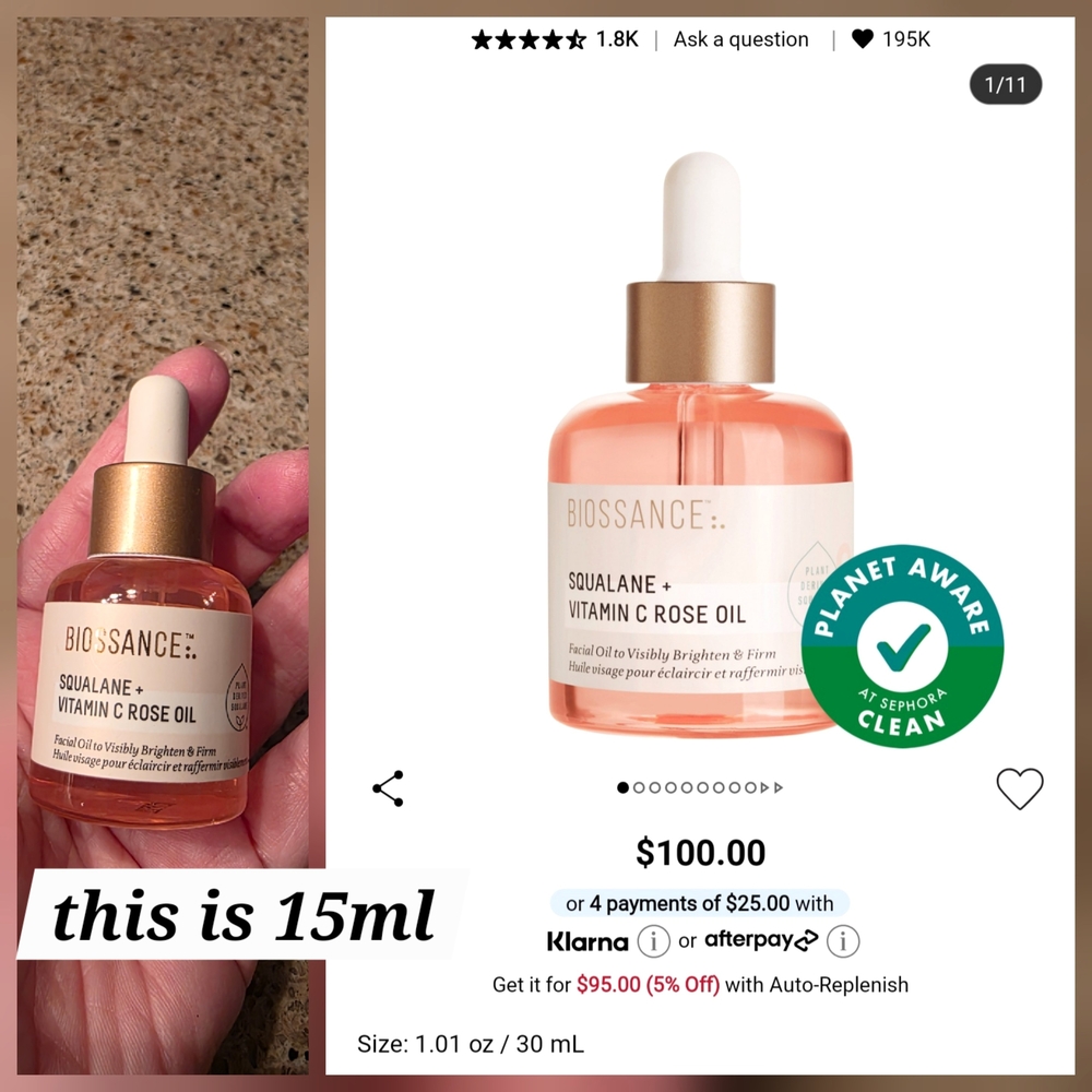 Biossance Squalane + Vitamin C Rose Oil